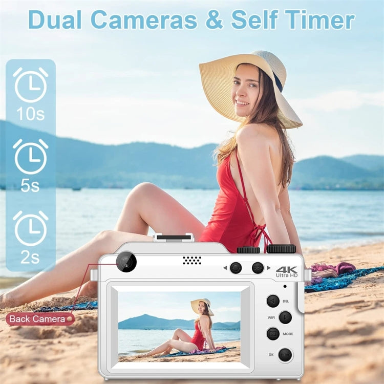 3-Inch Display Digital Camera Dual Front And Rear Cameras 48MP, 18x Digital Zoom 4K HD Camcorder, White, Black 3-Inch Display Digital Camera Dual Front And Rear Cameras 48MP, 18x Digital Zoom 4K HD Camcorder, White, Black
